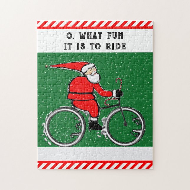 Cycling Cyclist Christmas Holiday Jigsaw Puzzle (Vertical)