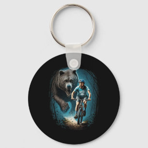 Cycling Cyclist Grizzly Bear Mtb Mountain Biking Keychain