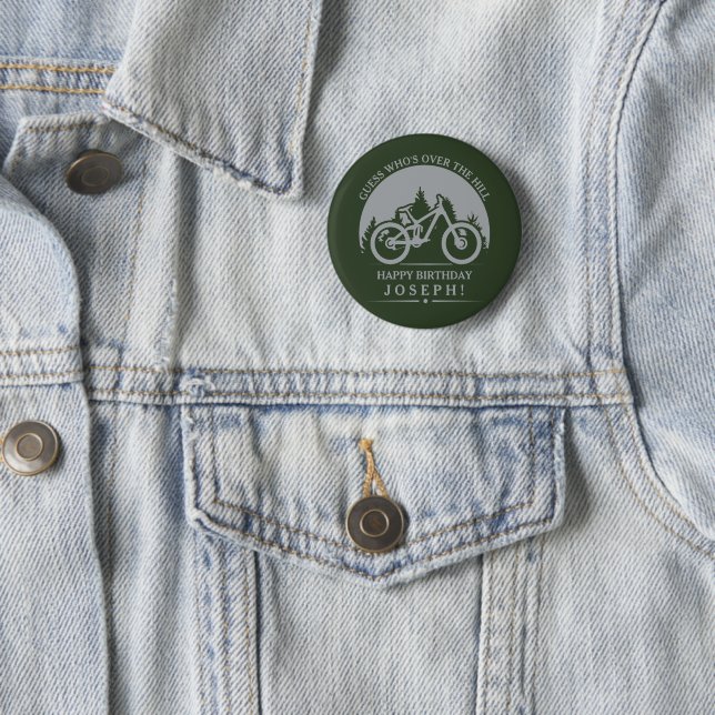 Cycling Cyclist Happy Birthday Personalized 2 Inch Round Button (In Situ)