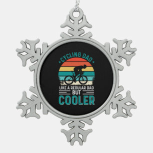 Cycling Dad Snowflake Pewter Christmas Ornament