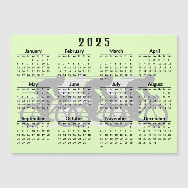Cycling Design 2025 Calendar Magnetic Card (Front)