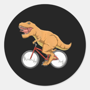 Cycling Dinosaur T-Rex Riding Road Bike MTB Classic Round Sticker