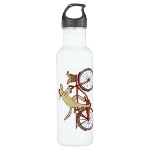 Cycling Dog with Squirrel Friend - Fun Animal Art 710 Ml Water Bottle