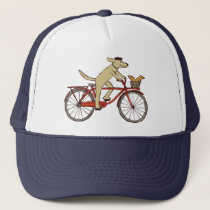 Cycling Dog with Squirrel Friend - Fun Animal Art Trucker Hat