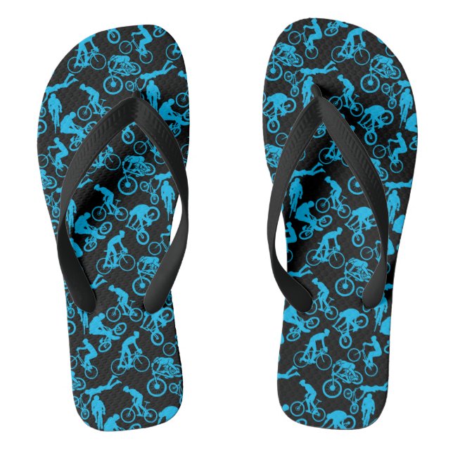 Cycling Freestyles Pattern.b x4 Black BG Flip Flops (Footbed)