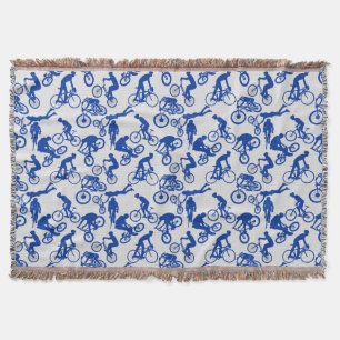 Cycling Freestyles Pattern.w x4 OffWhite BG Throw Blanket