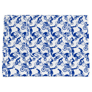 Cycling Freestyles Pattern.w x4 White BG Large Gift Bag