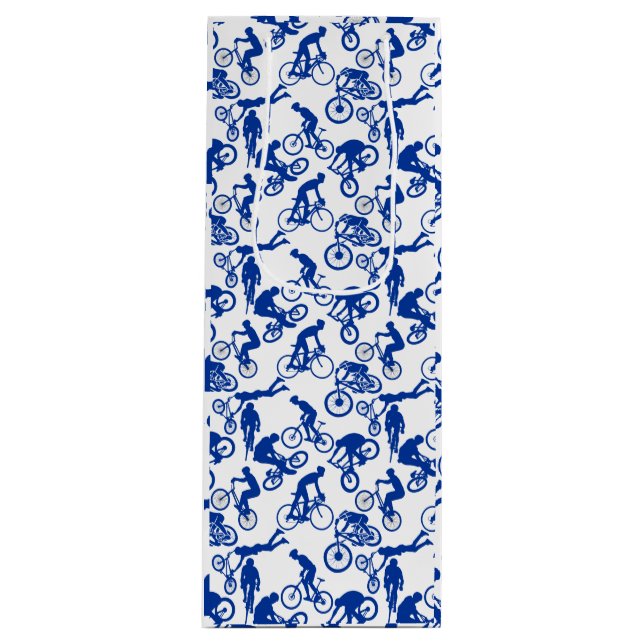 Cycling Freestyles Pattern.w x4 White BG Wine Gift Bag (Front)