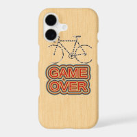 Cycling Game Over. Wood Background