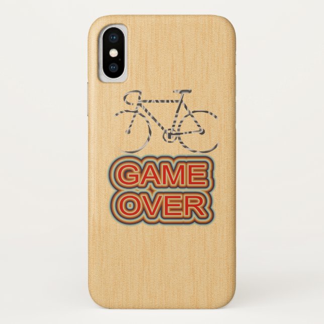 Cycling Game Over. Wood Background Case-Mate iPhone Case (Back)