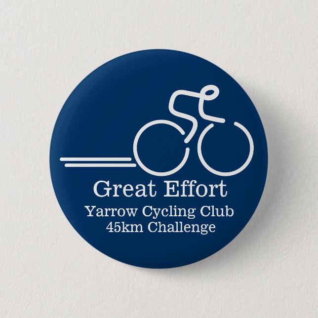 Cycling great effort competition button badge blue (Front)