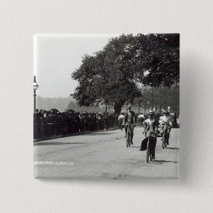 Cycling in Hyde Park, c.1910 2 Inch Square Button