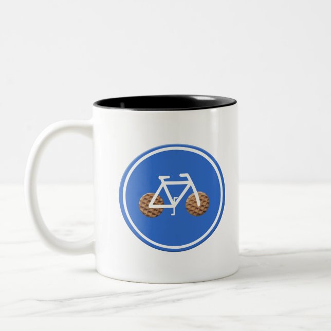cycling in the Netherlands on stroopwafels. Two-Tone Coffee Mug (Left)