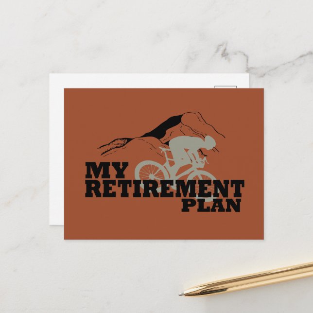 Cycling is my retirement plan holiday postcard (Front/Back In Situ)