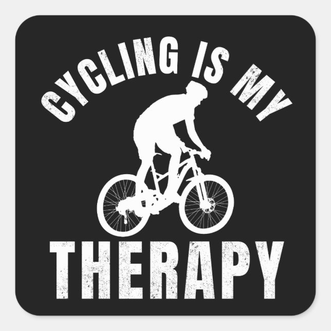 cycling is my therapy funny biking gift square sticker (Front)