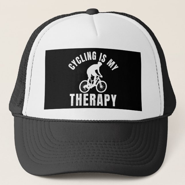 cycling is my therapy funny biking gift trucker hat (Front)