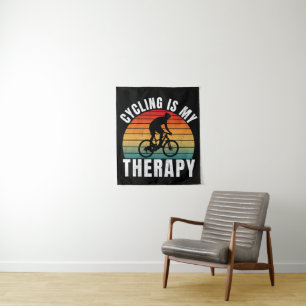 Cycling is my therapy Funny Vintage Typography  Tapestry