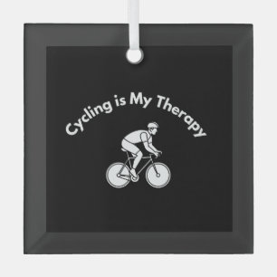 Cycling is My Therapy Glass Ornament