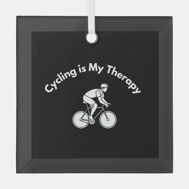 Cycling is My Therapy Glass Ornament (Front)