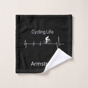 Cycling Life Custom Name Heartbeat Design Wash Cloth