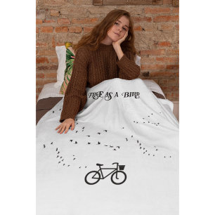 Cycling Life, free as a bird customizable Fleece Blanket
