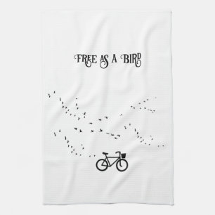 Cycling Life, free as a bird customizable Kitchen Towel