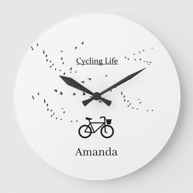 Cycling Life, free as a bird Large Clock (Front)