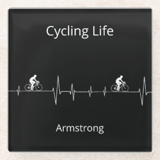 Cycling Life, Heartbeat customizable Glass Coaster