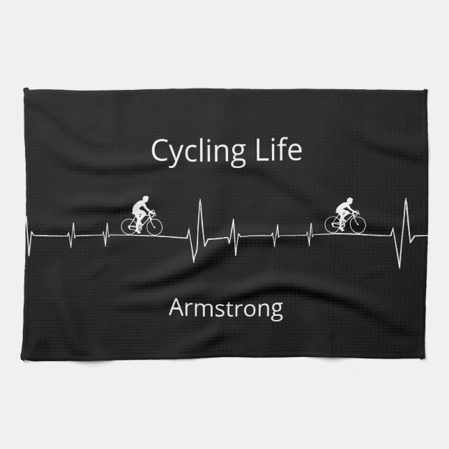 Cycling Life, Heartbeat customizable Kitchen Towel (Horizontal)