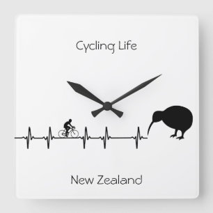 Cycling Life, New Zealand customizable Square Wall Clock
