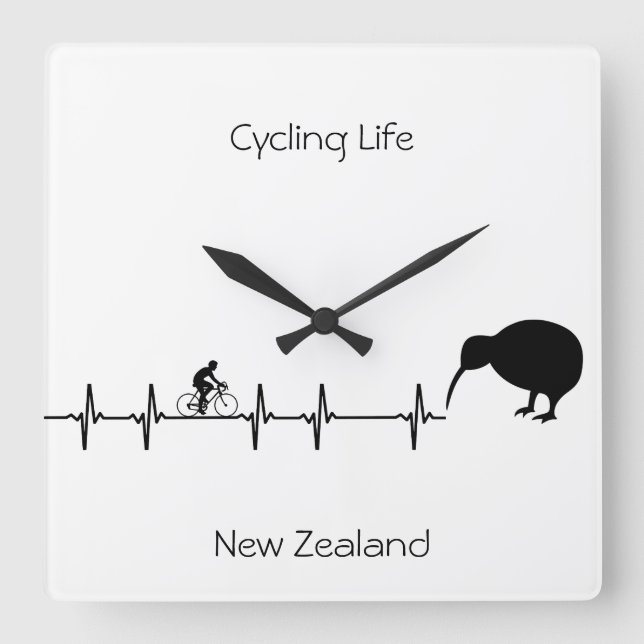 Cycling Life, New Zealand customizable Square Wall Clock (Front)
