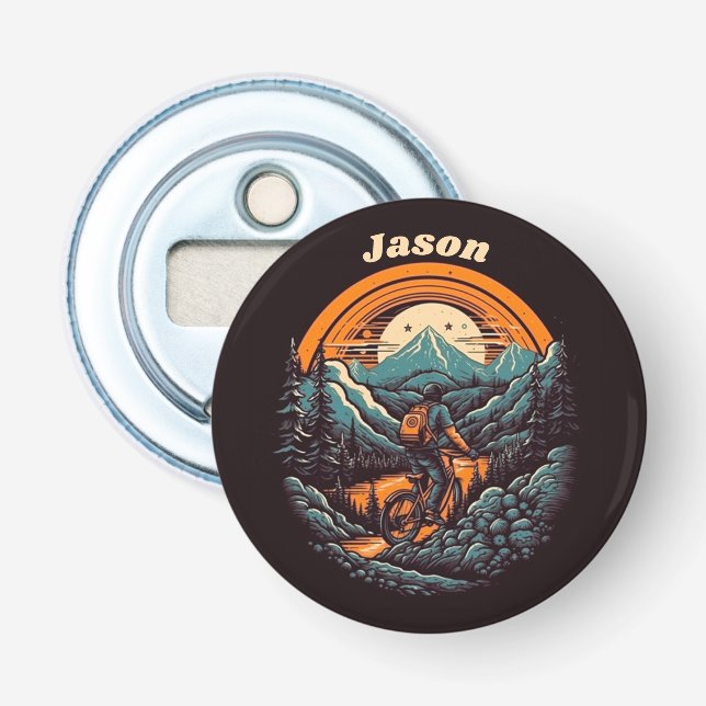 Cycling Life, retro customizable Bottle Opener (Front)