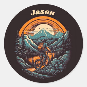 Cycling Life, retro customizable Classic Round Sticker