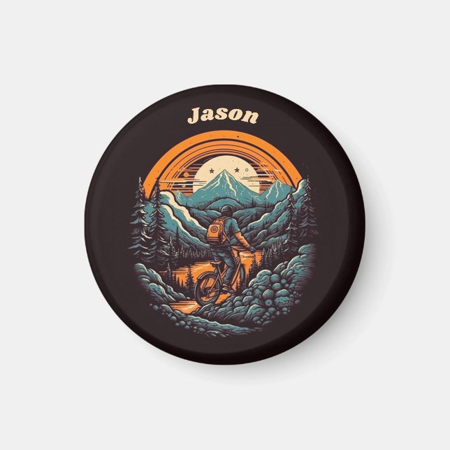 Cycling Life, retro customizable Magnet (Front)