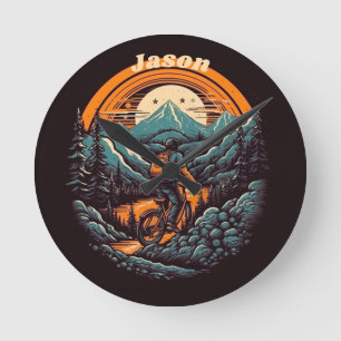 Cycling Life, retro customizable Round Clock