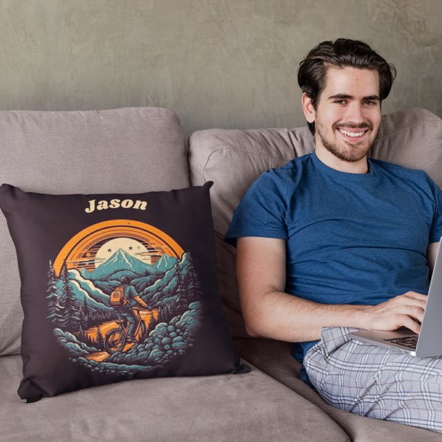 Cycling Life, retro customizable Throw Pillow (Creator Uploaded)