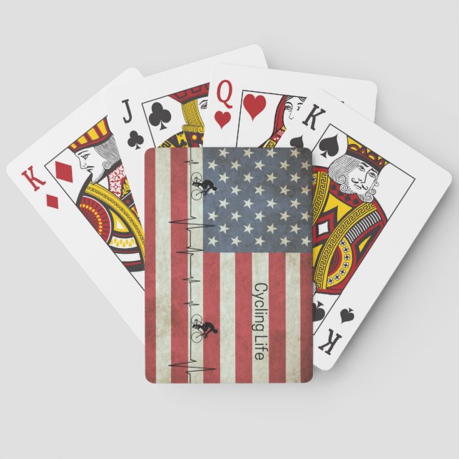 Cycling Life, Stars and Stripes  Playing Cards (Back)