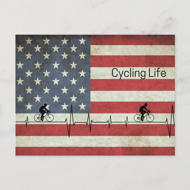 Cycling Life, Stars and Stripes Postcard (Front)