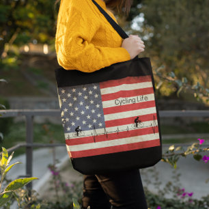 Cycling Life, Stars and Stripes Tote Bag