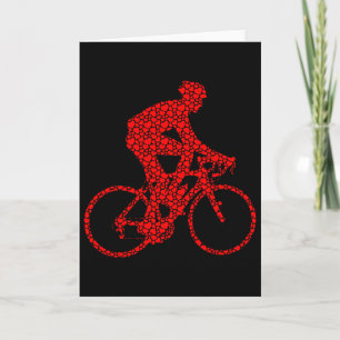 Cycling Lovers Valentine Hearts Love Cyclist Silho Card