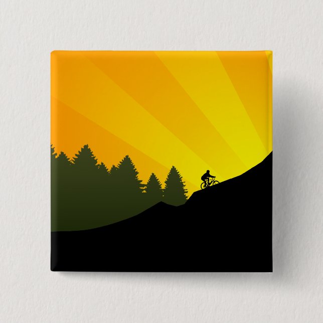 cycling : mountain rayz : 2 inch square button (Front)