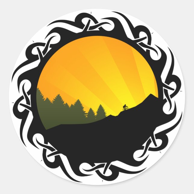 cycling : mountain rayz : classic round sticker (Front)
