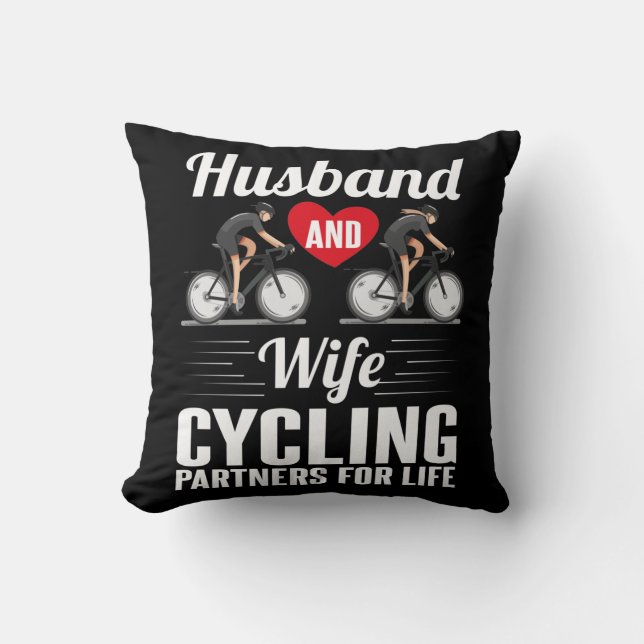 Cycling Partner Husband Wife Couple Biking Love Throw Pillow (Front)