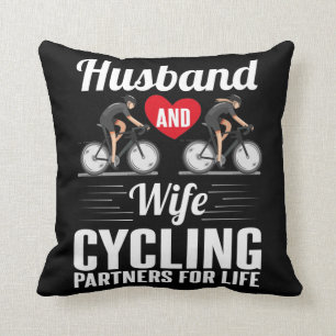 Cycling Partner Husband Wife Couple Biking Love Throw Pillow