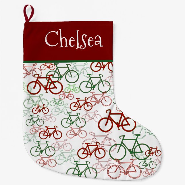 Cycling Personalized Christmas Stocking (Front)