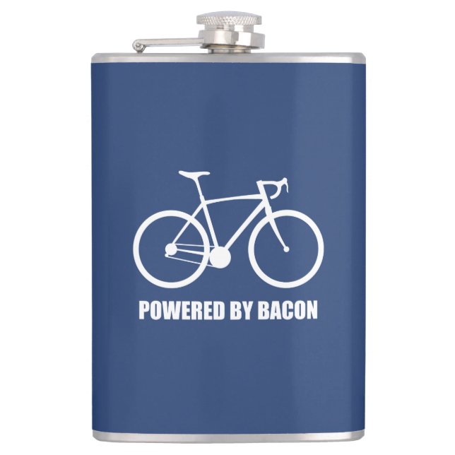 Cycling Powered By Bacon Hip Flask (Front)