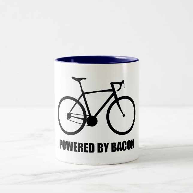 Cycling Powered By Bacon Two-Tone Coffee Mug (Center)