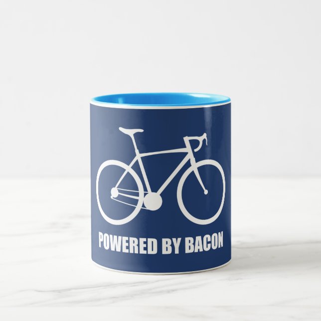 Cycling Powered By Bacon Two-Tone Coffee Mug (Center)