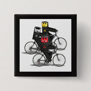 Cycling Recycle Bins 2 Inch Square Button