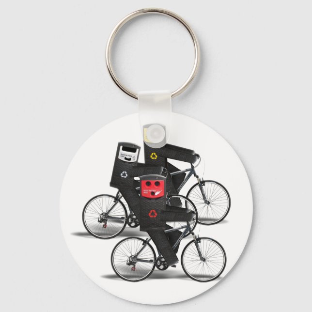 Cycling Recycle Bins Keychain (Front)